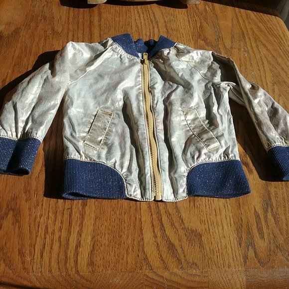 Metallic Zip Front Bomber Jacket Contrast Sleeves - Picture 1 of 9